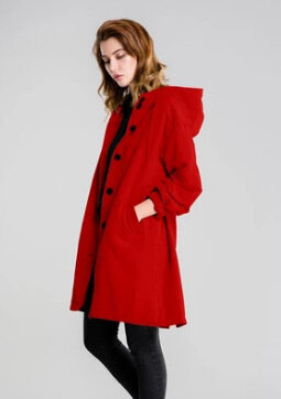 Abrigo holgado de manga larga para mujer, cuello con capucha de un solo pecho, color liso, talla grande, elegante, estilo occidental, otoño