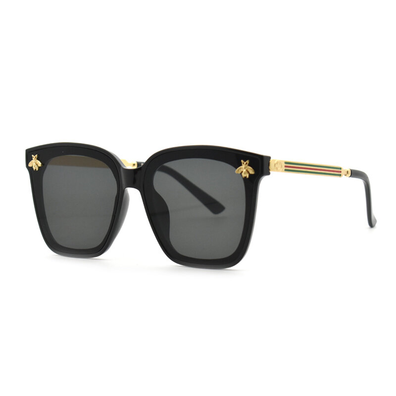 Luxe Vrouwen Designer Vierkante Zonnebril Mode Gradiënt Bijen Zonnebril Voor Heren Dames Oversized Spiegel Tinten Oculos Uv400