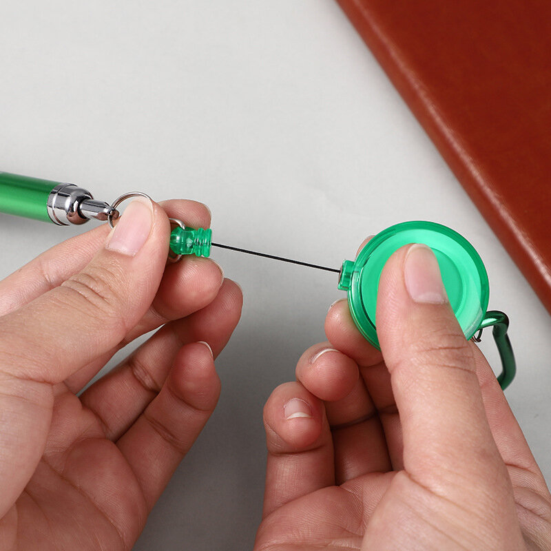 Gesp Ring Lanyard Briefpapier Intrekbare Sleutelhanger Balpen Neutrale Pen Gemakkelijk Trek Gesp Pen Schrijfgereedschap