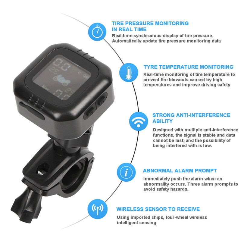 Système universel de surveillance de la pression TPMS pour moto, sans fil, écran LCD, compatible avec Benelli TRK702X, BMW Runder GS, R1250GS, Gravi R