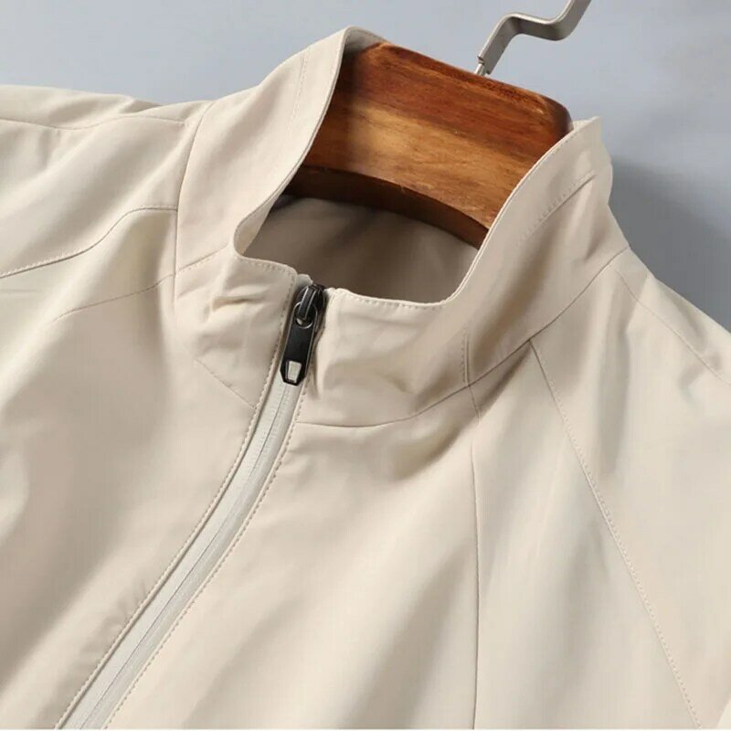 High-end business jacket for men Spring summer smooth waterproof casual jacket for men slim slim stand collar coat for men