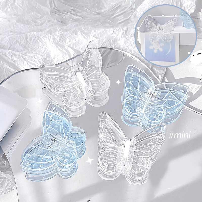 Clip de mariposa transparente, suministros de oficina, Clip de acrílico, Clip de mariposa lindo, Clip de mano, papelería decorativa, Mini transparente