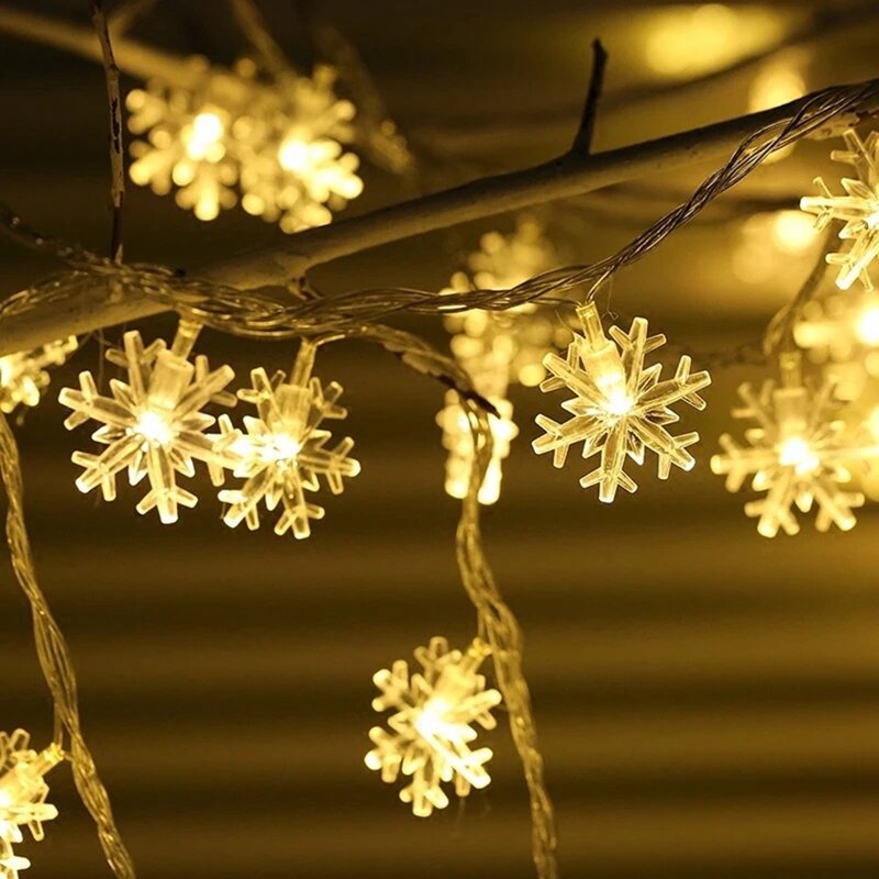 Płatek śniegu LED girlanda żarówkowa na zewnątrz na Boże Narodzenie wystrój ogrodu do oświetlenie świąteczne wystroju lampa ozdobna ślubny 1.5M 10 lampa trwała