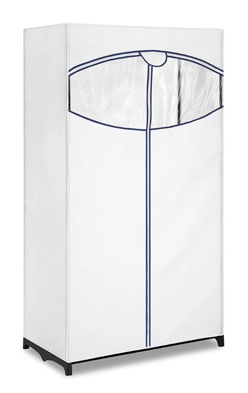 Placard à vêtements avec couverture en tissu blanc, meubles de chambre à coucher