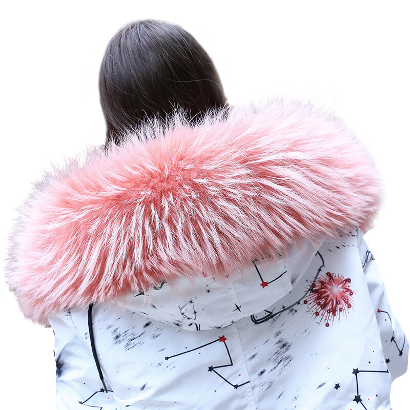 Bufanda de piel de mapache 100% auténtica para mujer, calentador de cuello, bufanda de piel Natural, decoración de invierno, color blanco