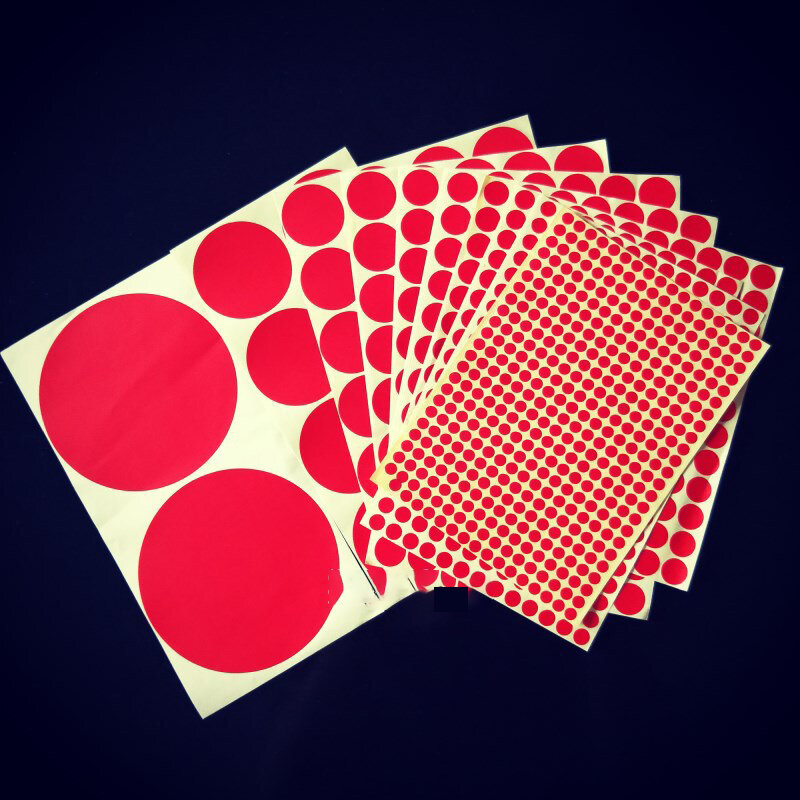 Etiquetas de papel adhesivas de sellado de círculos redondos rojos, pegatinas de puntos DIY para inventario, organizar etiqueta roja, 15 hojas