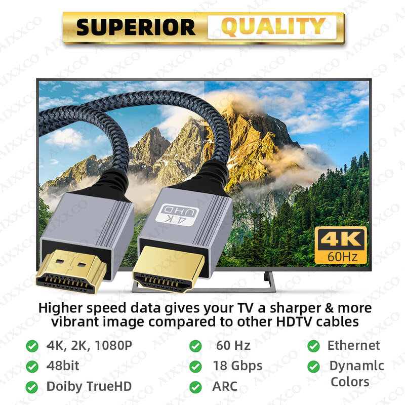 Câble HDMI Compatible 2.0 4K 60Hz pour Xiaomi, Xbox, PS5, PS4, lapmédication, séparateur numérique, 2m, 3m, 5m, 10m