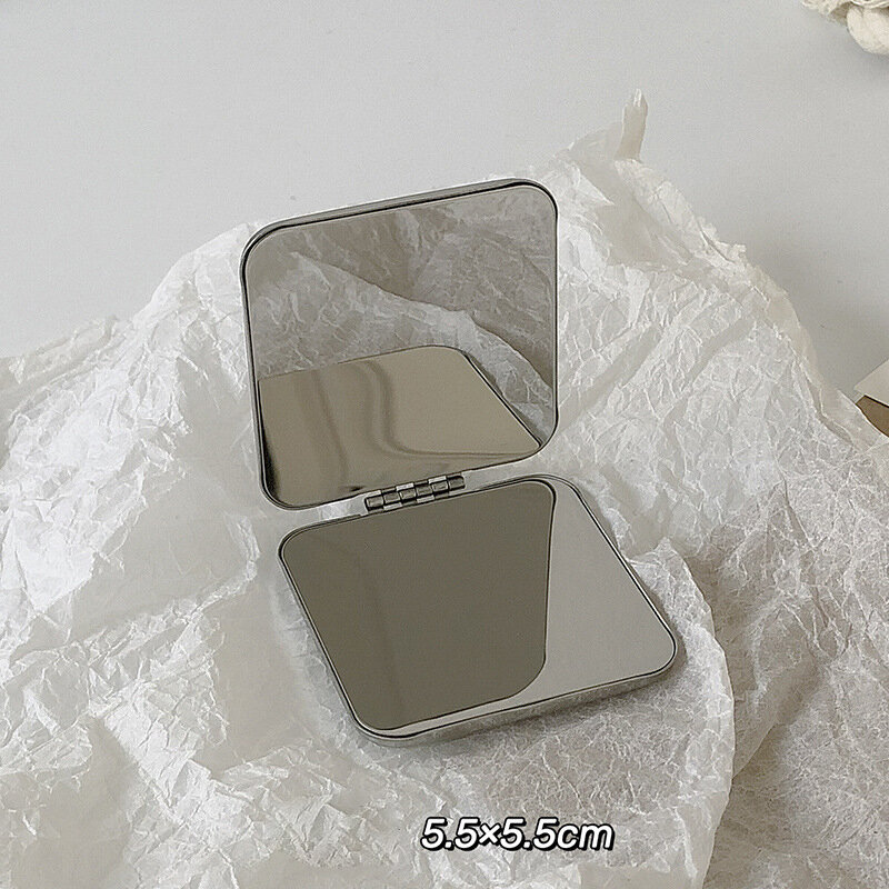 Portable Women Stainless Steel Makeup Mirror Hand Pocket Folded-Side Cosmetic ToolsMake Up Mini Mirror Small Various Shapes
