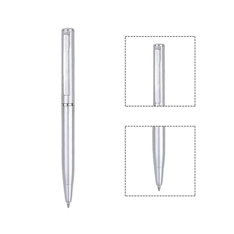 Luz prata cor plástico caneta esferográfica, Mini curto estilo plástico, papelaria giratória, material escolar, torção rotativa, 1pc