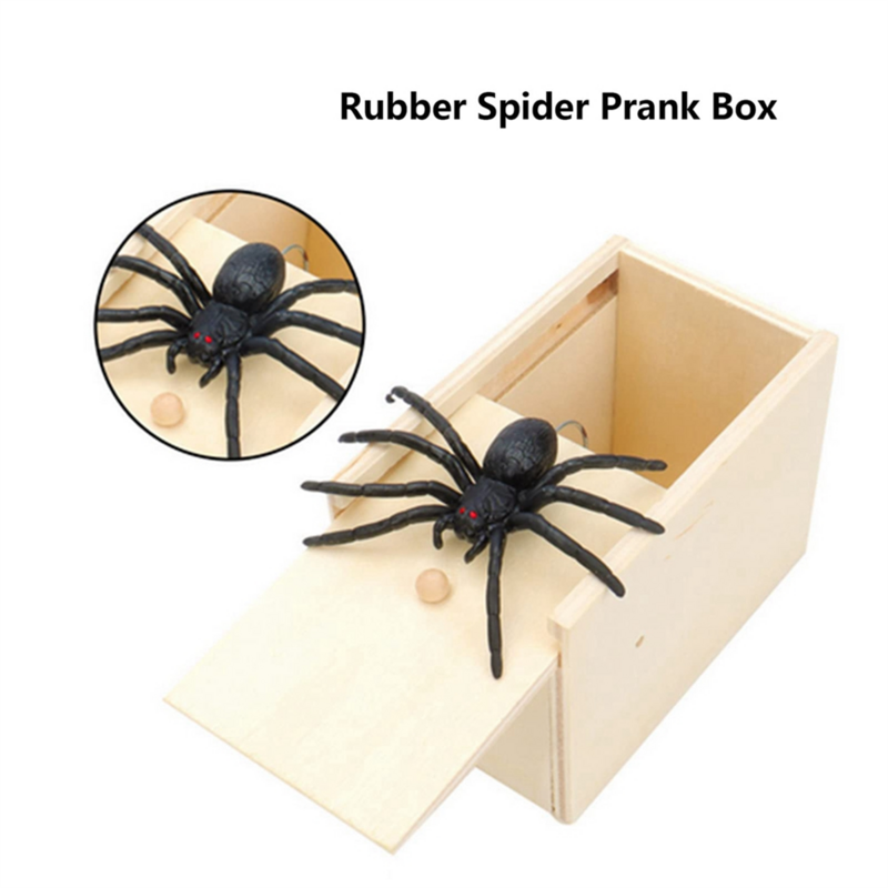 Trick Spinne lustige Angst box Holz versteckte Box Qualität Streich Holz Angst Box Spaß Spiel Streich Trick Freund Büro Spielzeug
