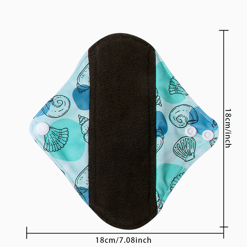 Biai 5 Stuks Bamboe Ademende Maandverband Herbruikbare Houtskool Menstruatiepads Wasbare Verzorging Mat Voor Vrouwen Inlegzak 18*18Cm