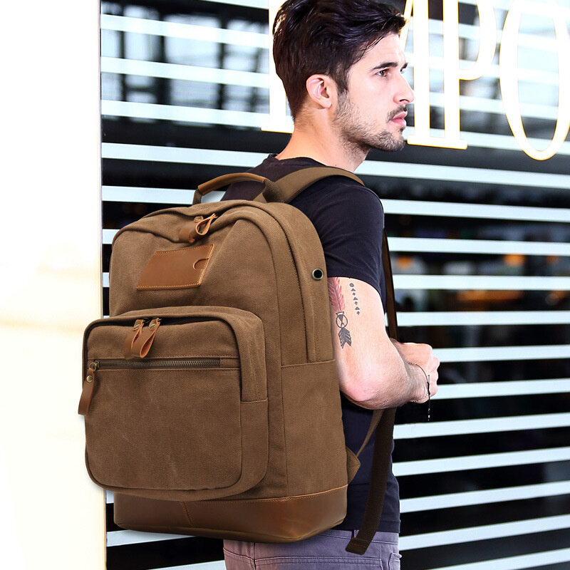 Модный холщовый мужской рюкзак, Вместительная дорожная сумка, повседневный школьный портфель для студентов, мужской портфель для ноутбука
