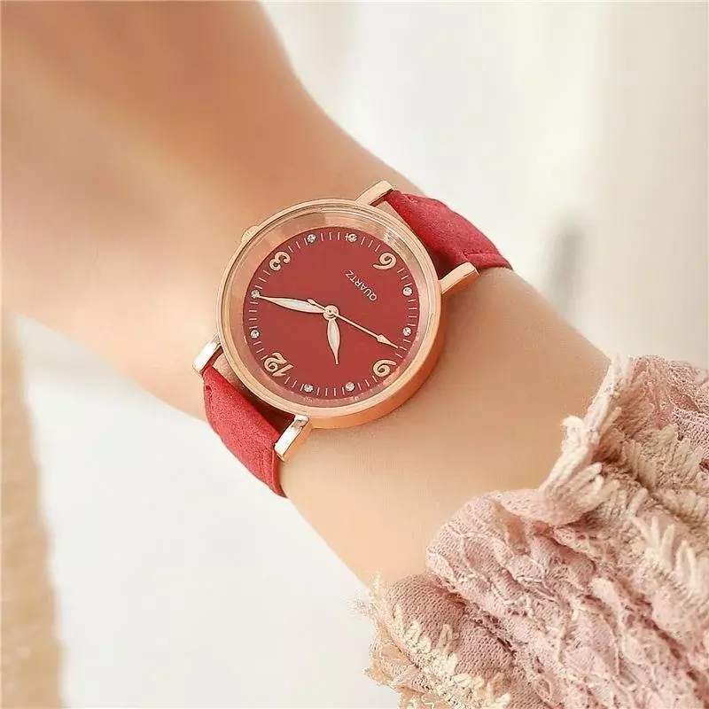 Popularny skórzany damski zegarek z paskiem modny prosty kwarcowy zegarek na rękę codzienna bransoletka zegarek dla kobiet
