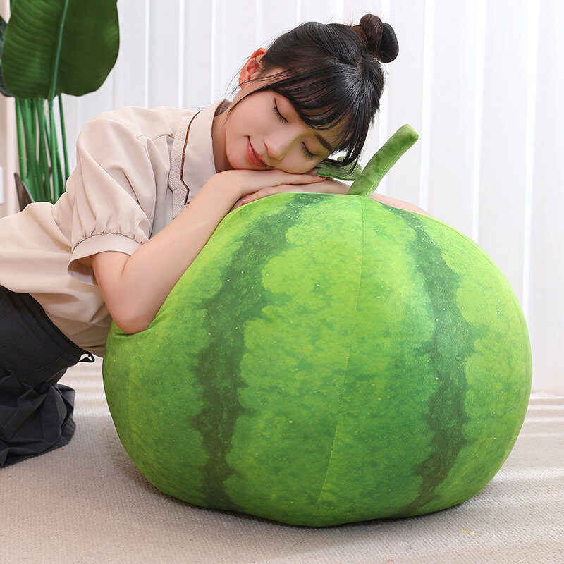 Mainan bantal Sofa buah realistis, mainan dekorasi rumah lembut semangka simulasi kreatif, tanaman lempar lucu