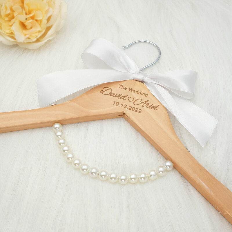 Custom Wedding Dress Hanger Personalized Wedding Hanger Personalised Bridal Hanger Engraved Names and Date Bridal Shower Gifts