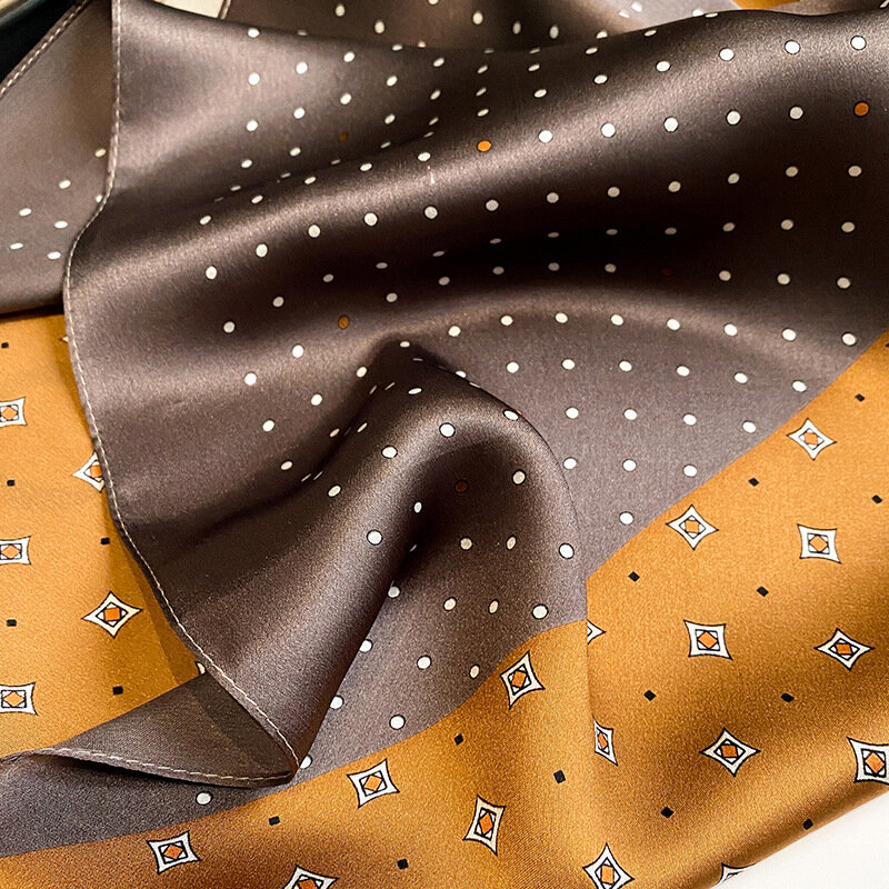 Bufanda cuadrada de seda de marca de lujo para mujer, chales y envolturas de oficina, Hijabs pequeños para el cuello, Fular para damas, 70x70cm, 2024