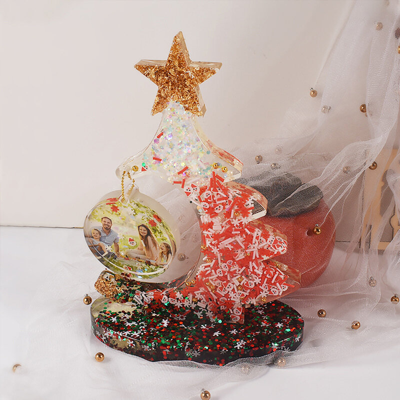Molde de silicona para adornos de árbol de Navidad, fácil de desmoldar, resina de fundición transparente, alto detalle, duradero
