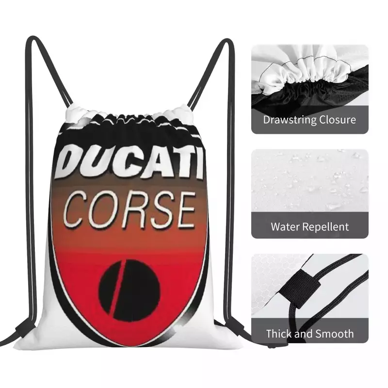 Super Bike Ducati Corse Mochilas, Sacos De Cordão Portátil, Bundle Pocket Storage Bag, Book Bags para Estudantes de Viagem