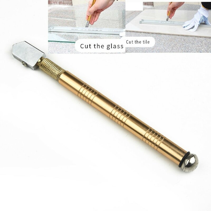 Glass Cutter Diamond Cutter Head Steel Blade Cutting Tool Oil Supply Anti-skid Metal Handle 175mm For Manual Tool Cutting