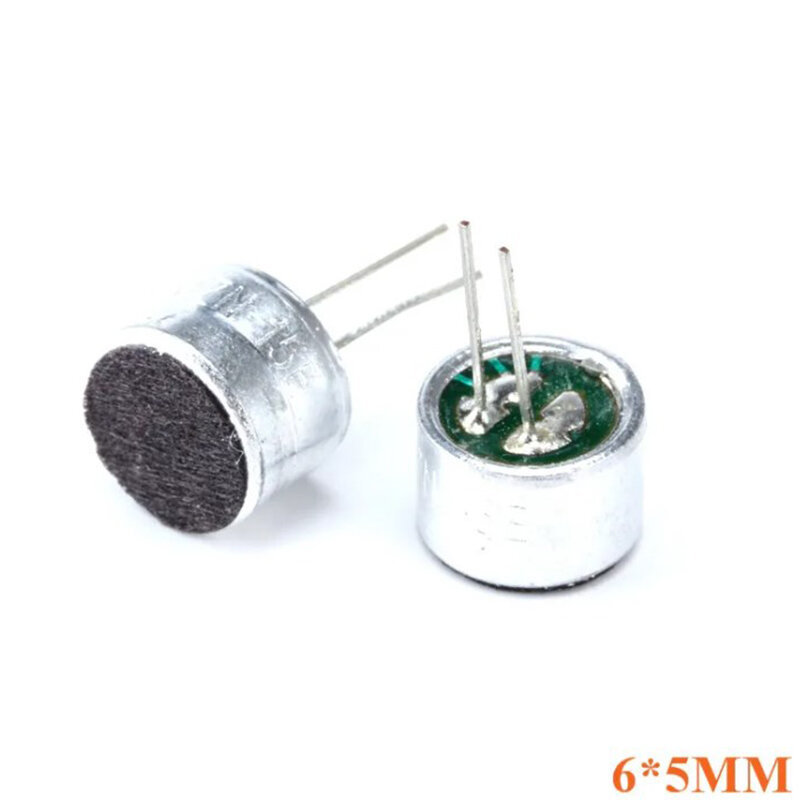 Microfone de condensador capacitivo com pinos, sensibilidade de captação, 52D, 65mm, 6mm x 5mm, 10pcs