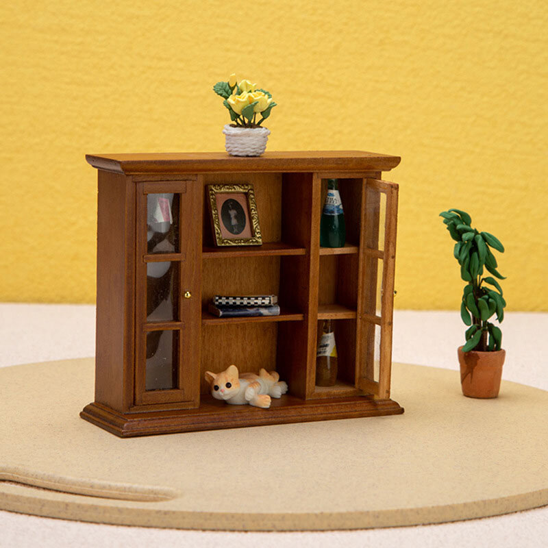 Miniatura De Madeira Chinês Clássico Roupeiro Mini Armário Quarto Móveis Kits Home & Living Para 1/12 Escala Dollhouse