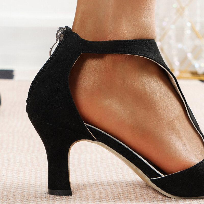 Zamszowe damskie czółenka Zlp sandały damskie proste damskie 2024 nowe rzymskie buty klasyczne wysokie obcasy wszechstronne Zapatos Para Mujeres
