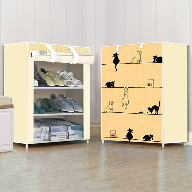 Multilayer Dustproof Shoe Cabinet, Organizador tecido, armazenamento simples, não tecido, tipo econômico, agregado familiar