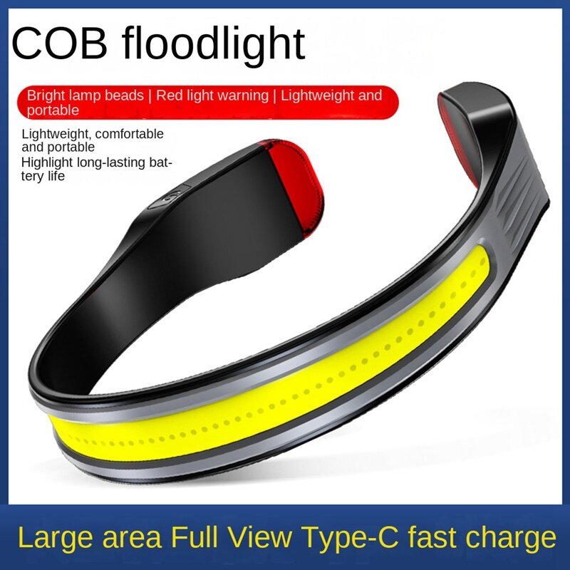 New COB Head Light Outdoor Riding Night Running Running Light USB C Rechargeable Strong Light With Red Tail Light