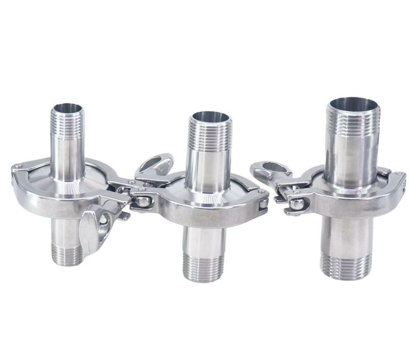Set Ferrule Fitting + Clamp + Gasket 1/4 "- 2" BSPT Male -1.5 "2"-4 "Tri Clamp 304 Stainless Sanitasi Fitting Brew Beer