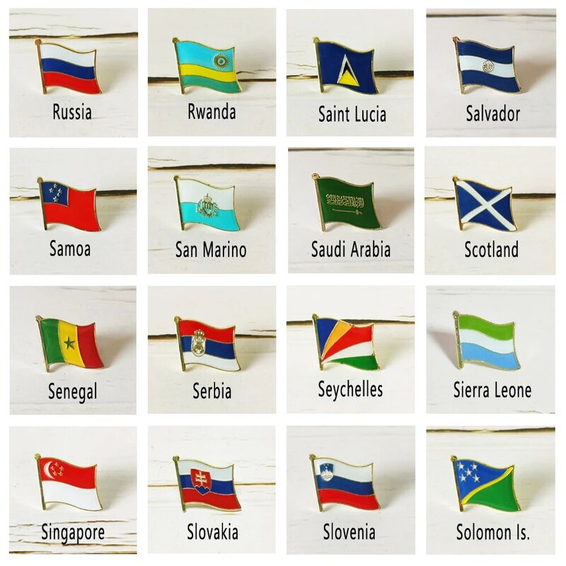 Nationalen Flagge Metall Revers Pin Land Abzeichen Alle die Welt Russland Saudi-arabien Schottland Serbien Singapur Slowenien Slowakei Ruanda