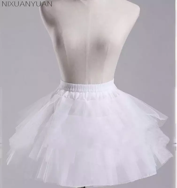 Lange 45cm weiße oder schwarze kurze Petticoats 2023 Frauen eine Linie 3 Schichten Unterrock für Hochzeits kleid Jupon Cerceau Mariage