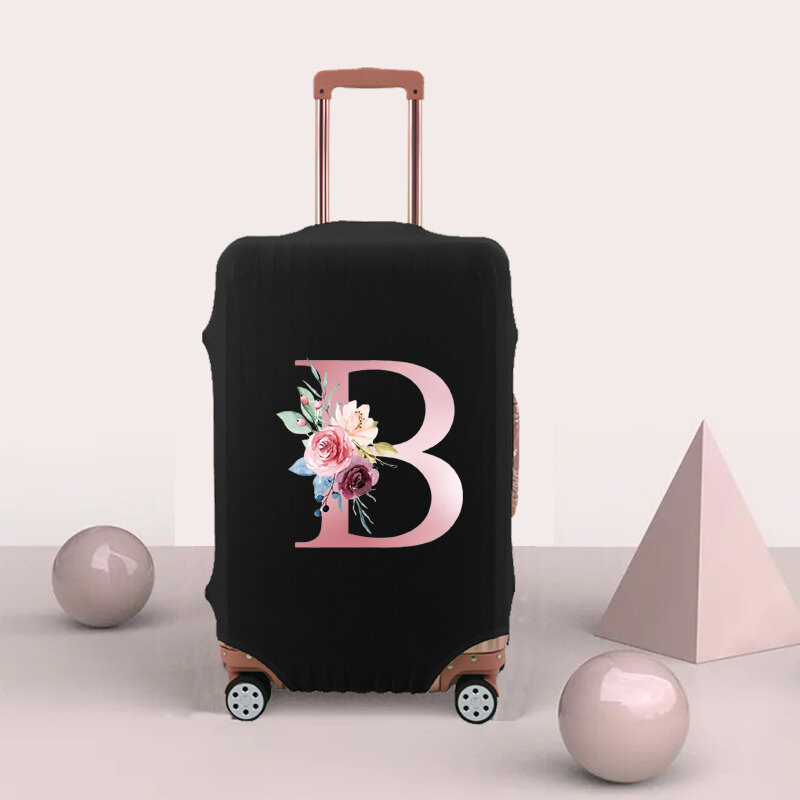 Funda de equipaje con letras rosas, Protector elástico más grueso para maleta de 18 a 32 pulgadas, accesorios de viaje