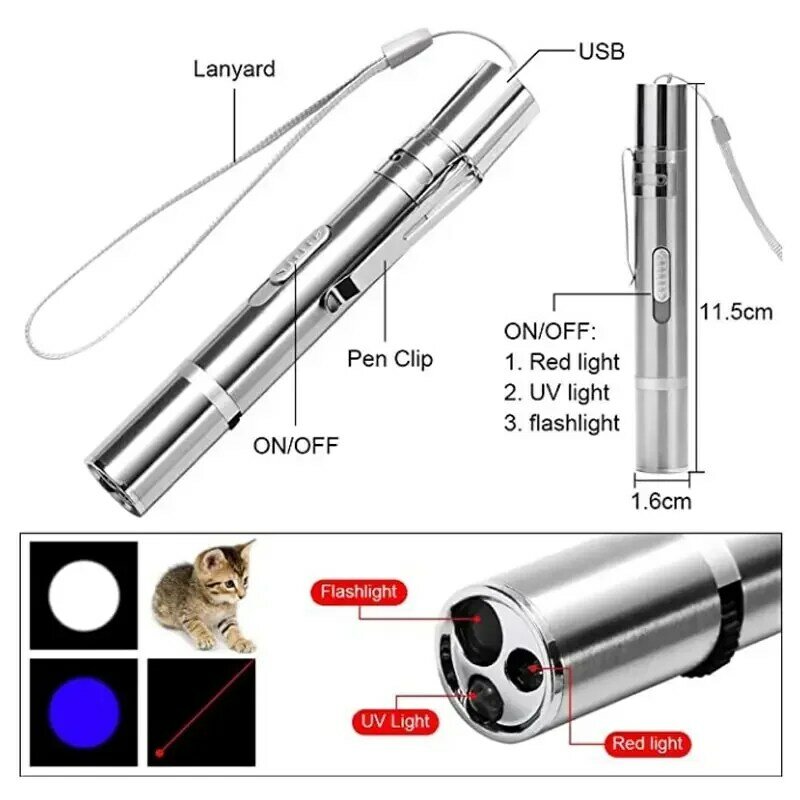 USB Rechargeable Laser Level Gauge Tool UV Banknote Cat Training Laser Guided Level Line Vertical Level Laser Measurement