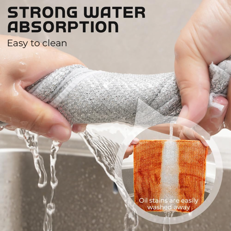 20/1pcs Magic Cleaning Cloth Thickened Double -sided Metal Steel Wire Rags Kitchen Dish Pot Washdishing Cloths Towel Clean Tools