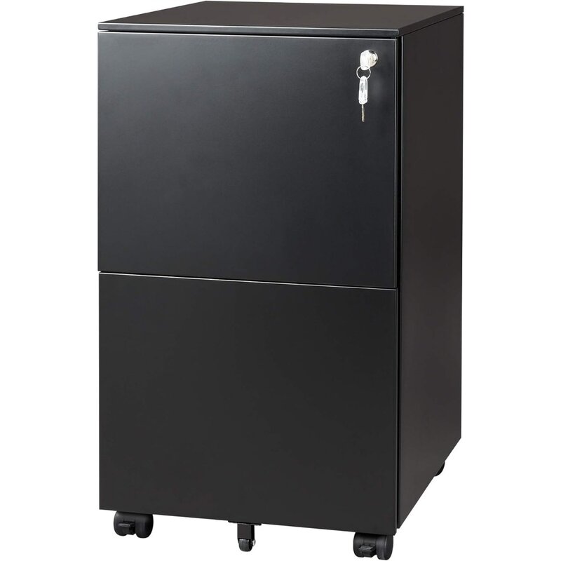 Devilise 2-laci kabinet arsip seluler dengan kunci, kabinet vertikal komersial warna hitam