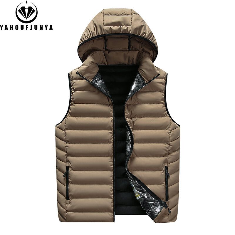 Мужской весенний уличный теплый жилет без рукавов со съемным капюшоном, мужской ветрозащитный высококачественный дизайн, модный жилет для отдыха, Мужское пальто 8XL