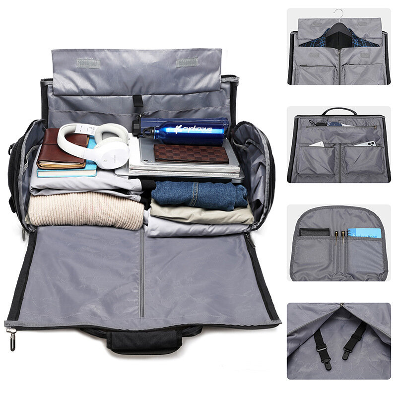 Bolsa de viaje multifunción para hombre, bolsa de equipaje de gran capacidad, impermeable, con bolsillo para zapatos