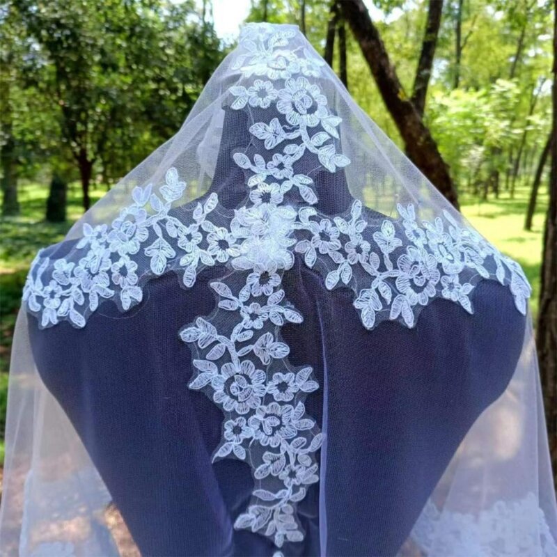 White Wedding Veils Single Layer Lace Wedding Veil for Bride Shower Headscarf Dropship
