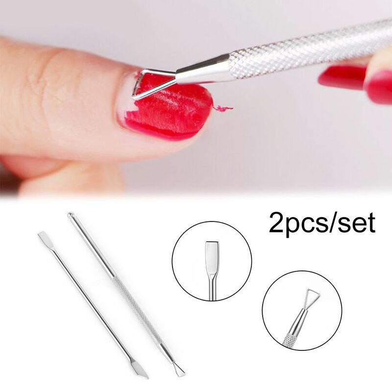 2 pçs nova ferramenta de manicure moda beleza vara haste conjunto unha polonês removedor gel unha limpador duplo-ended cutícula empurrador