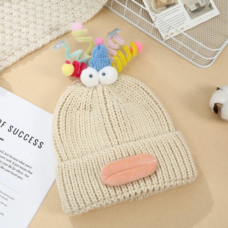 Lã Crochet Sausage Boca Braid Beanie, Chapéu De Tricô, Engraçado Cartoon Boca Knitting Hat, Acessórios de pano