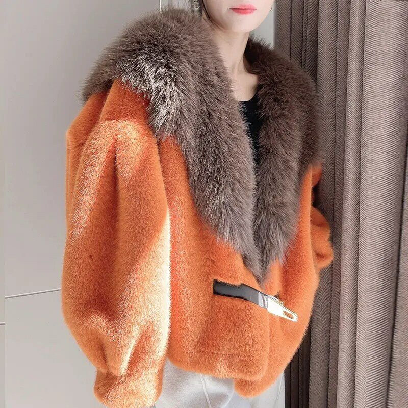 Женское меховое пальто RONGNI, свободная и утепленная куртка, новинка, осень, зима 2023, пальто из искусственного меха