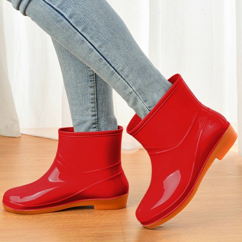 Scarpe da pioggia da donna scarpe comode stivali da pioggia alla caviglia leggeri stivali da pioggia da esterno smerigliati scarpe da pollo comode Unisex invernali