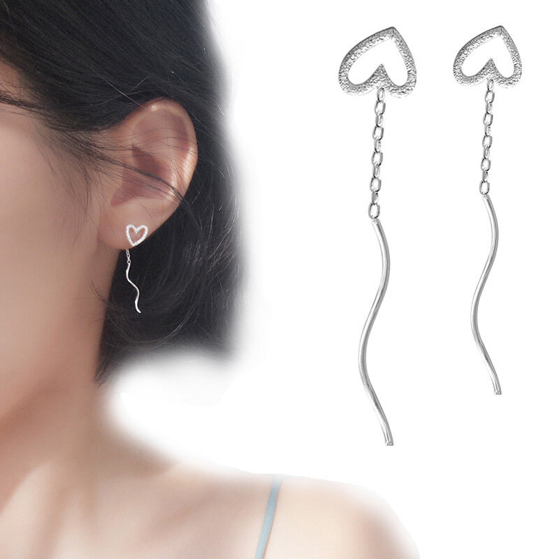 Square Long Tassel Drop Earring For Women Shiny Geometric Cute Girl Pendant Ear Line