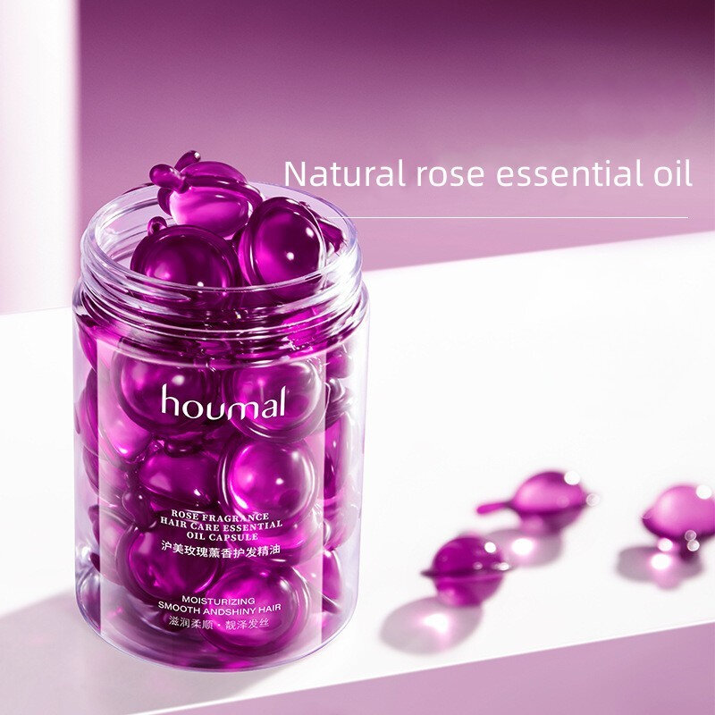30pcs Rose Essential Oil Capsules Supple Dry Hair Keratin Plant Complex Oil Dry Damaged Hair Repair Female Hair Care Products