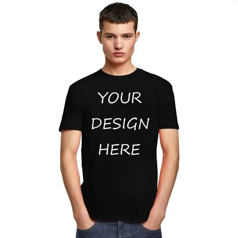 Custom Your Photo Logo Text Print T Shirt Men Short Sleeved Pure Cotton T-shirt Leisure Your Design Here DIY Tee Fashion Tshirts