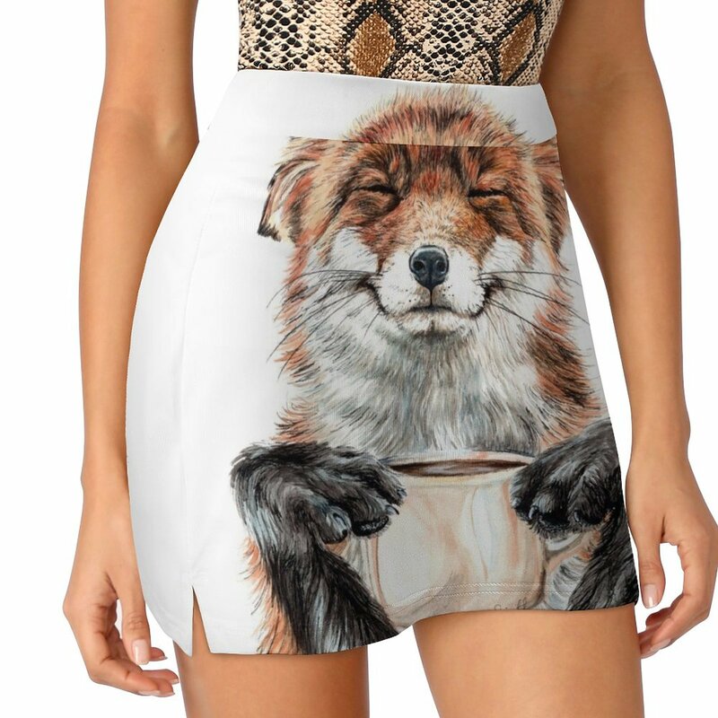 Morning Fox - cute coffee animal gonna pantalone a prova di luce novità nei vestiti abbigliamento donna