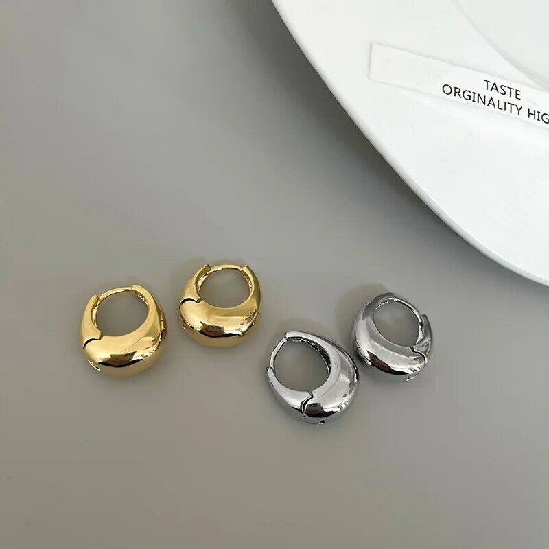 925 Sterling Silver Vintage Gold Round Earrings For Women Trendy Earring Jewelry Prevent Allergy Party Accessories Gift