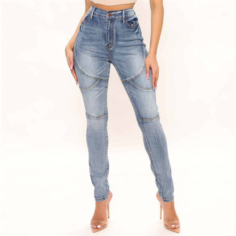 Jeans Pinggang Tinggi Wanita Musim Semi Musim Gugur Baru Celana Ketat Ramping Celana Panjang Denim Wanita Kasual Jeans Pensil Elastis Wanita Hitam