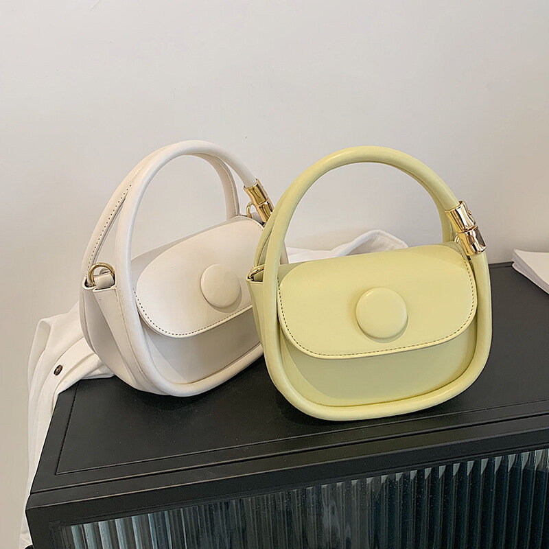 Mini PU Leather Handbag for Women 2022 Simple Solid Colour Crossbody Bag Fashion Small Flap Shoulder Messenger Bag  All Match