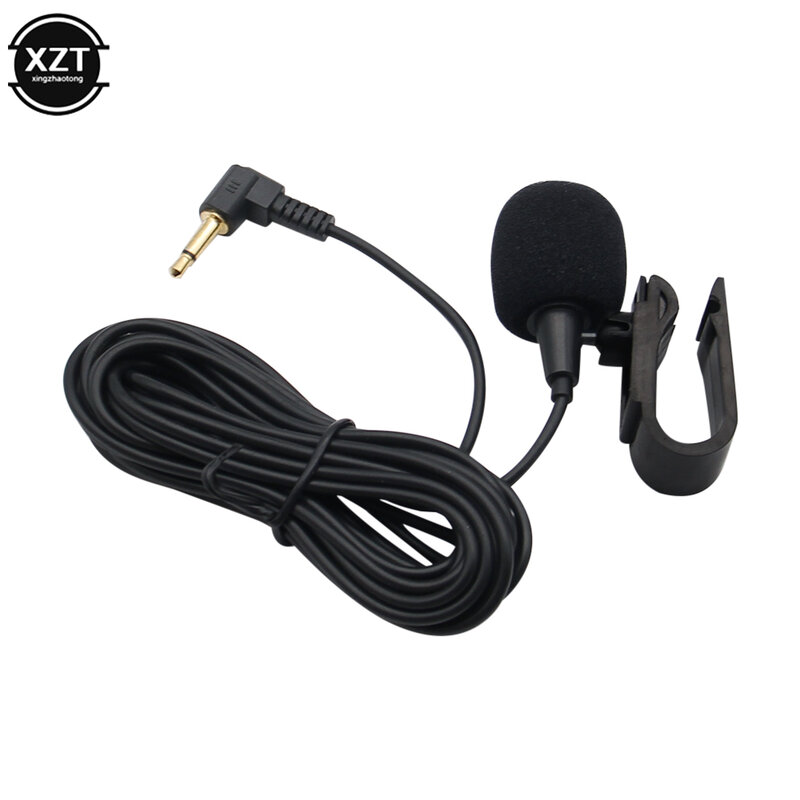 Mini microphone audio filaire pour voiture, prise jack à clip 3.5mm, micro stéréo professionnel, microphone externe filaire pour auto DVD radio, 3m de long